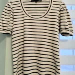 Veronica Beard Black and White Striped Tee